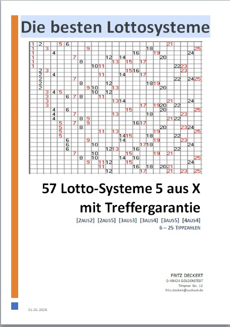 Weltweit f&uuml;r alle 5 Zahlen Lotterien einsatzbereit! (Mini-Lotto/Euro-Lotto)